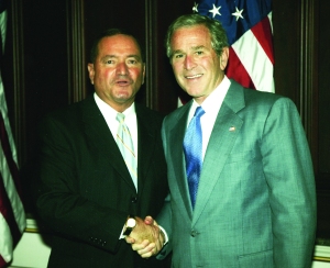 Peter Perez, left, recently met with President George W. Bush in Washington, D.C., to discuss the effect the current economy has on manufacturing. 